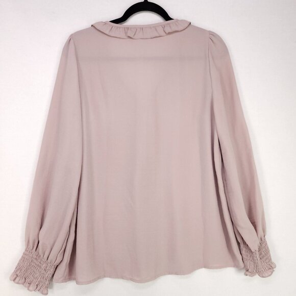 Entro Top Button Up Ruffle Blouse Long Sleeve Womens Medium - Picture 2 of 10